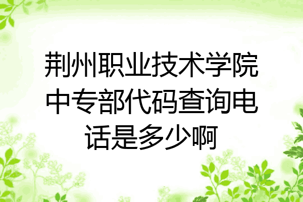 荆州职业技术学院中专部代码查询电话是多少啊