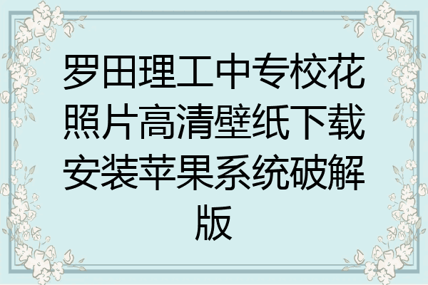 罗田理工中专校花照片高清壁纸下载安装苹果系统破解版