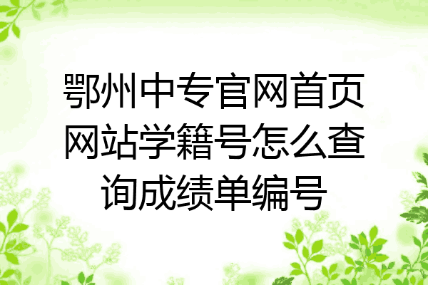 鄂州中专官网首页网站学籍号怎么查询成绩单编号