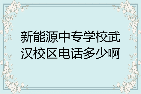 新能源中专学校武汉校区电话多少啊