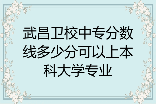 武昌卫校中专分数线多少分可以上本科大学专业