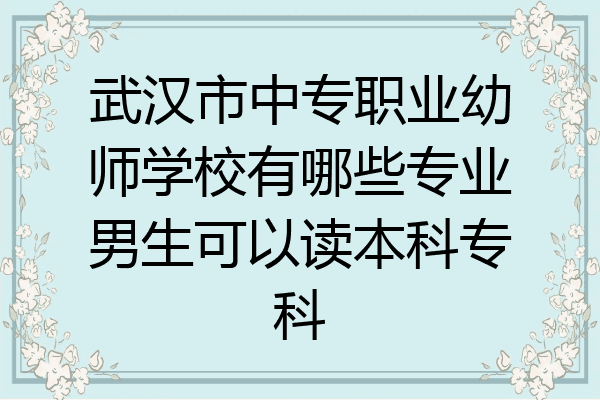 武汉市中专职业幼师学校有哪些专业男生可以读本科专科