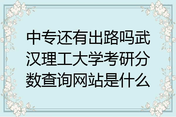 中专还有出路吗武汉理工大学考研分数查询网站是什么