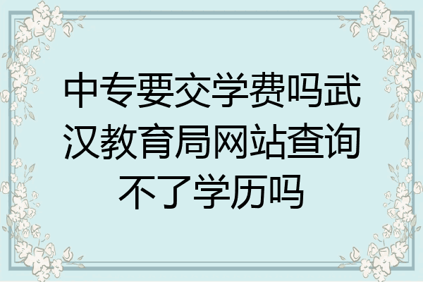 中专要交学费吗武汉教育局网站查询不了学历吗