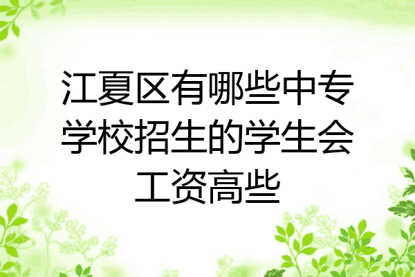 江夏区有哪些中专学校招生的学生会工资高些