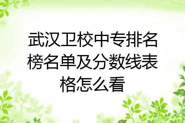 武汉卫校中专排名榜名单及分数线表格怎么看