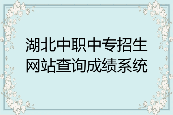 湖北中职中专招生网站查询成绩系统