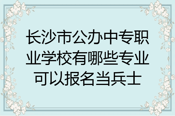 长沙市公办中专职业学校有哪些专业可以报名当兵士