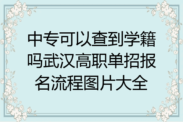中专可以查到学籍吗武汉高职单招报名流程图片大全