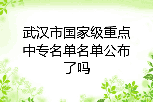武汉市国家级重点中专名单名单公布了吗