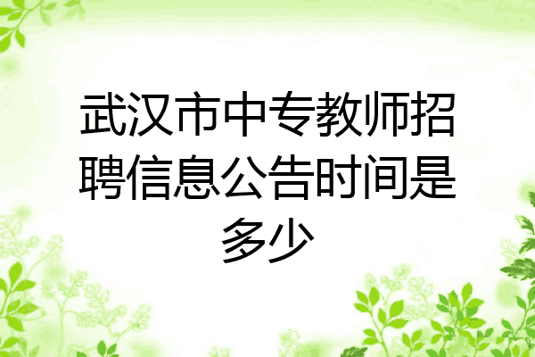 武汉市中专教师招聘信息公告时间是多少