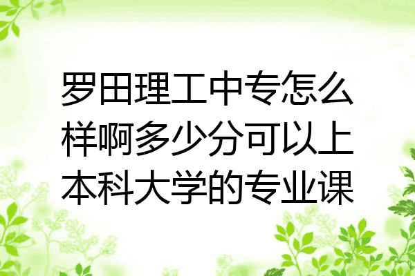 罗田理工中专怎么样啊多少分可以上本科大学的专业课