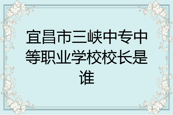 宜昌市三峡中专中等职业学校校长是谁