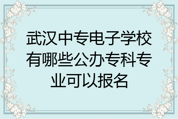 武汉中专电子学校有哪些公办专科专业可以报名