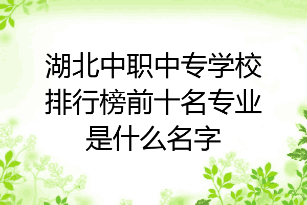 湖北中职中专学校排行榜前十名专业是什么名字