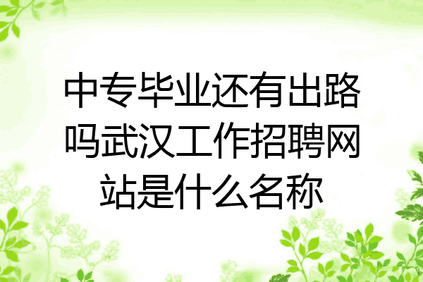 中专毕业还有出路吗武汉工作招聘网站是什么名称