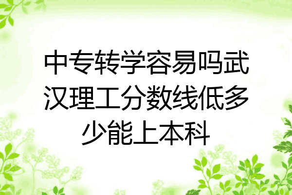 中专转学容易吗武汉理工分数线低多少能上本科