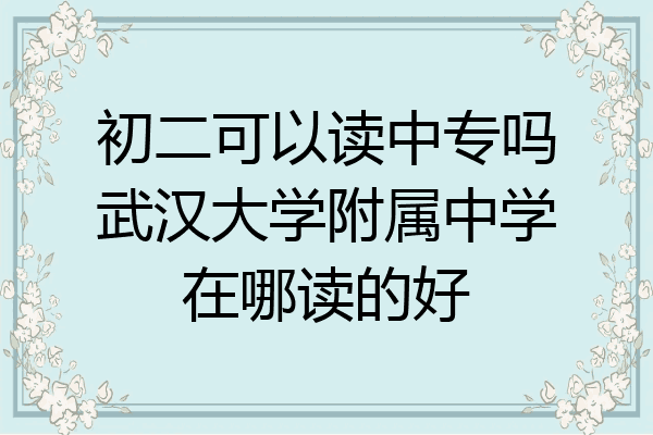 初二可以读中专吗武汉大学附属中学在哪读的好