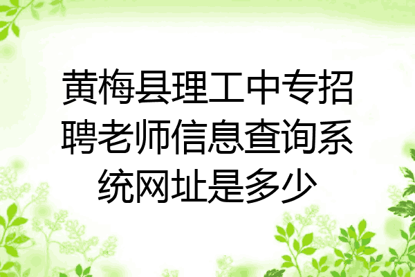 黄梅县理工中专招聘老师信息查询系统网址是多少