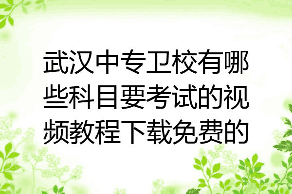 武汉中专卫校有哪些科目要考试的视频教程下载免费的