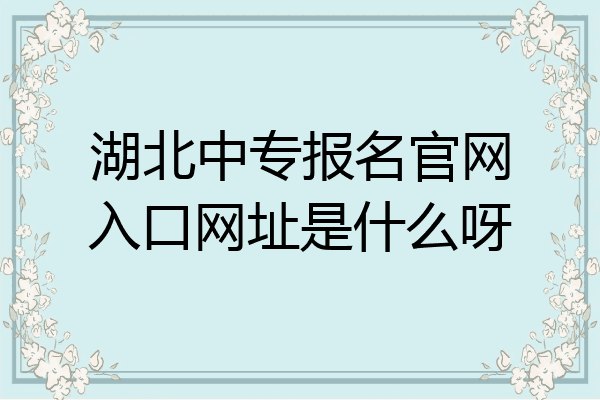 湖北中专报名官网入口网址是什么呀