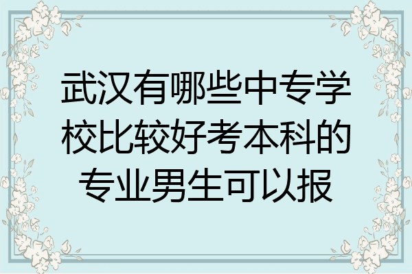武汉有哪些中专学校比较好考本科的专业男生可以报