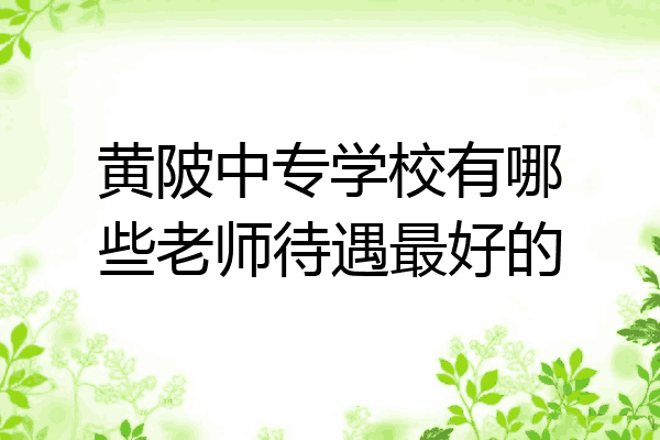 黄陂中专学校有哪些老师待遇最好的