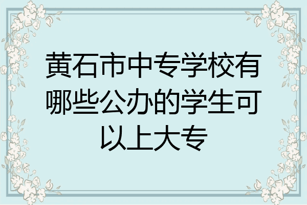 黄石市中专学校有哪些公办的学生可以上大专