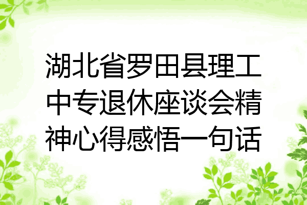 湖北省罗田县理工中专退休座谈会精神心得感悟一句话
