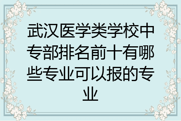 武汉医学类学校中专部排名前十有哪些专业可以报的专业