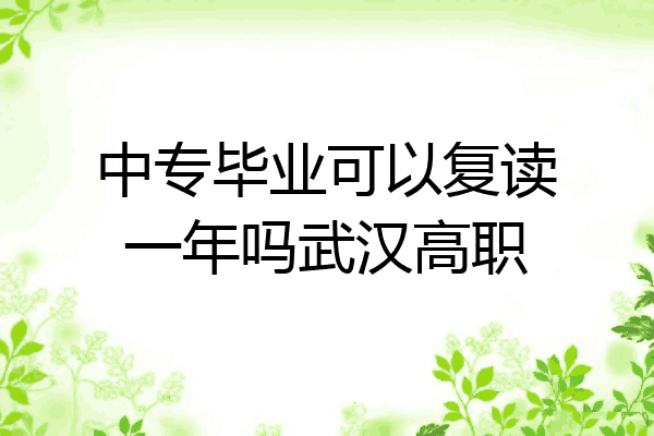 中专毕业可以复读一年吗武汉高职