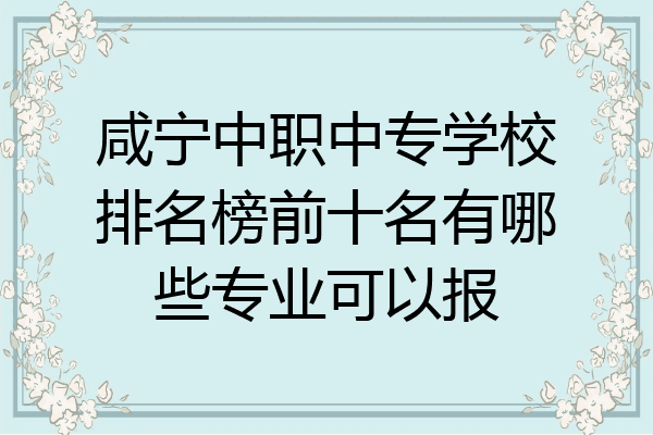 咸宁中职中专学校排名榜前十名有哪些专业可以报