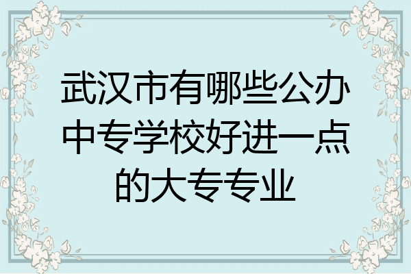 武汉市有哪些公办中专学校好进一点的大专专业