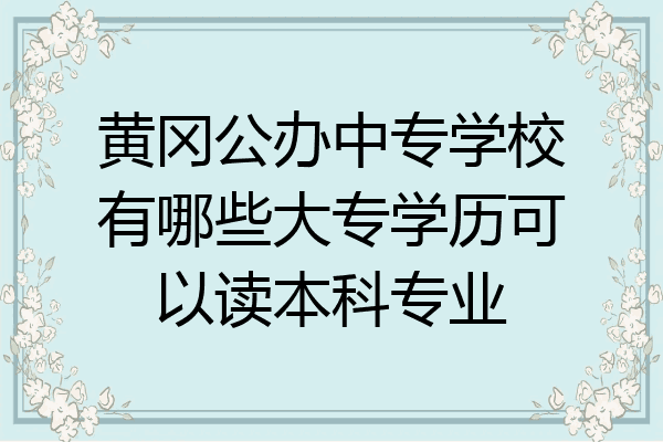 黄冈公办中专学校有哪些大专学历可以读本科专业
