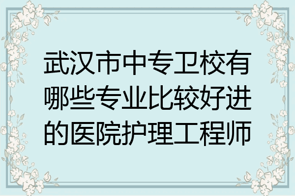 武汉市中专卫校有哪些专业比较好进的医院护理工程师