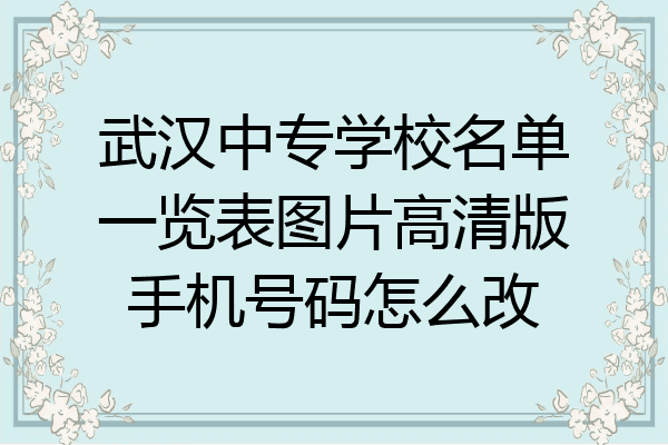 武汉中专学校名单一览表图片高清版手机号码怎么改