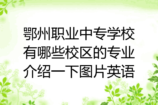 鄂州职业中专学校有哪些校区的专业介绍一下图片英语