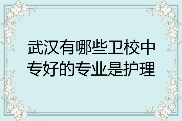 武汉有哪些卫校中专好的专业是护理