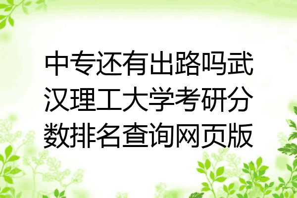 中专还有出路吗武汉理工大学考研分数排名查询网页版