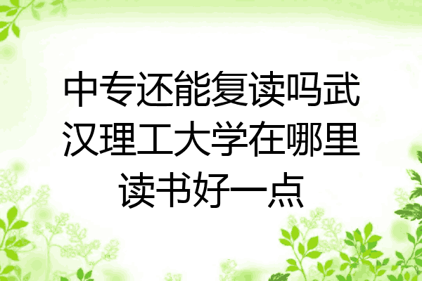 中专还能复读吗武汉理工大学在哪里读书好一点
