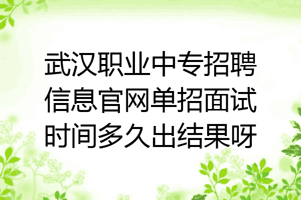 武汉职业中专招聘信息官网单招面试时间多久出结果呀