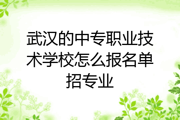 武汉的中专职业技术学校怎么报名单招专业