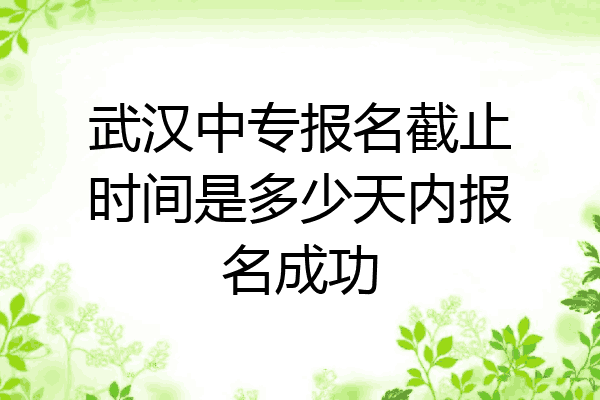 武汉中专报名截止时间是多少天内报名成功