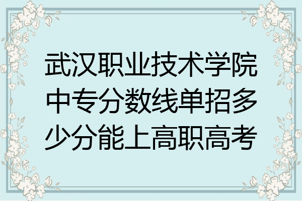 武汉职业技术学院中专分数线单招多少分能上高职高考