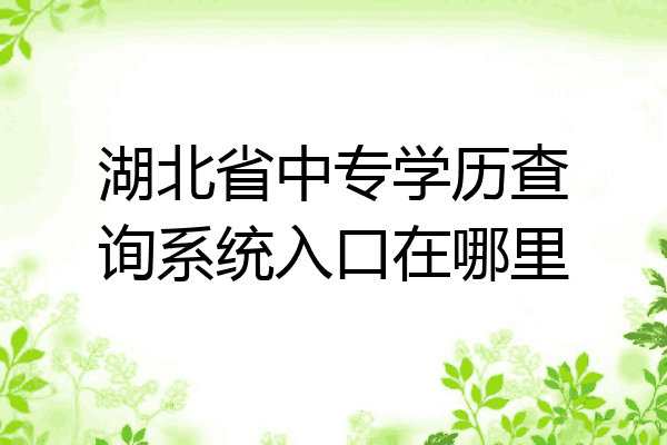湖北省中专学历查询系统入口在哪里