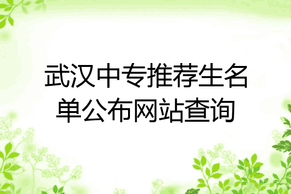 武汉中专推荐生名单公布网站查询
