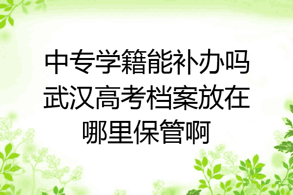 中专学籍能补办吗武汉高考档案放在哪里保管啊