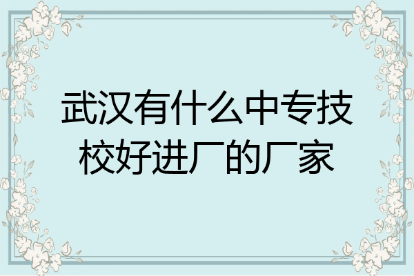 武汉有什么中专技校好进厂的厂家