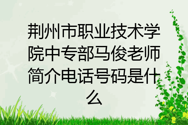 荆州市职业技术学院中专部马俊老师简介电话号码是什么