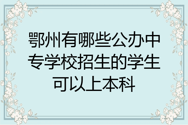 鄂州有哪些公办中专学校招生的学生可以上本科